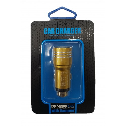 Car Charger with Hammer 2.4A Gold